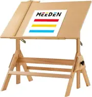 Wood Adjustable Drafting Table: 35.5" x 23.5" Art Drawing Desk with Various Heig
