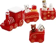 Yardwe 10pcs Mini Tree Train Set with Snowman Realistic Train Figurines for Holiday Decor DIY Decorations for Festive Tabletop Ornaments Create Your Own Miniature Landscape