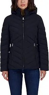 [Nautica] Women's Short Stretch Lightweight Puffer Jacket with Removeable Hood