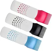 minkissy Hair Dye Shampoo Bottles 3 Pack Refillable Hair Dye Containers Comb Leakproof for Salon