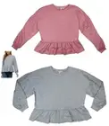 Gypsies & Moondust Peplum Hem Long Puffed Sleeve Solid Color Women's Top NWT