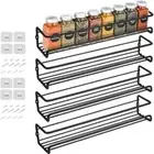 4PCS Wall Mount Kitchen Spice Rack Cabinet Shelves Jar Bottle Storage Organizer