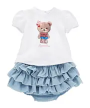 Monnalisa Logo-Printed Bloomers Set 3M White