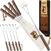 Marshmallow Roasting Sticks Set of 10 - Telescoping Long Smores Stick for Fir...