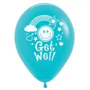 Get Well Soon Smiley Faces Fashion Caribbean Blue Latex Balloons 25 Pack