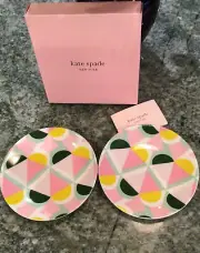 KATE SPADE NY GEO SPADE PINK Set of 2 Tidbit Plates New In Box MSRP 25.00