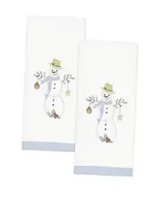 - Fingertip Towels, Soft Cotton Velour, Embroidered, Festive Home Decor, Set