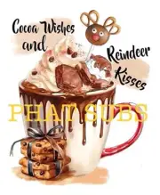 Sublimation Print Cocoa Wishes Christmas Ready to Press Heat Transfer