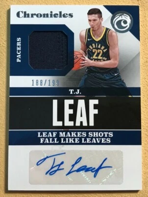 2017-18 Panini Chronicles TJ LEAF Indiana Pacers Jersey Auto Autograph 188/199