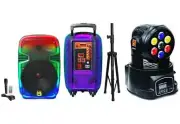 MR DJ PL12FLAME 12" Portable Translucent Bluetooth Speaker + Speaker Stand + 7-L