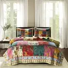 Queen Size Cotton Bedspread Coverlet Floral Plaid Patchwork Bedding Home Lightwe
