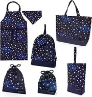 COLORFUL CANDY STYLE NT606900 Kindergarten Entrance 6-Piece Set, Lesson Bag, Quilting (Gusseted), Shoe Case, Drawstring Clothes, Gymnastics Clothes, Lunch Bag, Cup Bag, Small Compartment, Apron,