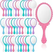 40 Pcs Vintage Handheld Mirror Retro Hand Held Mirror Vintage Hand Mirror Hand Mirrors with Handle Plastic Hand Held Mirrors for Kids Cute Compact Mirror for Girls (White, Purple, Blue, Pink, Green)
