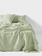 [Linen House] Pure Linen Wasabi Bedsheet Set, Green, Queen Size