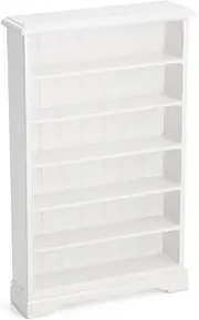 Odoria Dollhouse Bookcase Shelf Miniature: 1/12 Scale White Bookshelf Modern Living Room - Mini Wall Shelving for Salon - Tiny Wood Furniture Office Library