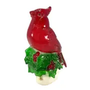 Holiday Cardinal sitting on Mistletoe Swivel Plug In Christmas Night Light 5 In