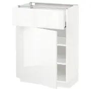 METOD / MAXIMERA base cabinet with drawer/door, white/Ringhult white, 60x37x80 cm
