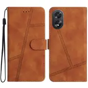 Lines Imprinted Pu Leather Protective Case For Oppo A58 5g / A78 5g, With Wallet Design