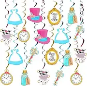 20Pcs Alice in Wonderland Haing Swils Decoration for Wonderland Theme Birthday Party, Baby Shower, Girl First Birthday, Tea Party Decorations