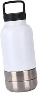 Generic Insulated Dog Water Bottle with 2 Detachable Bowls, Durability, Versatile, Leakproof Portable Dog Food Travel Container, White