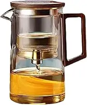 Glass Teapot with Handle, Teapot with Filter - 500ml/750ml Water Separation Glass Teapot with Strainer - Magic Ergonomic Dishwasher Teapot, Touch Transparent Teapot for Tea