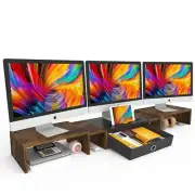 WESTREE Triple Dual Monitor Stand Riser with Drawer,Extra Large Adjustable fo...