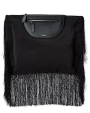 Burberry Olympia Fringe Canvas & Leather Clutch