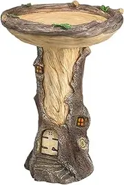 Ronyme Resin Feeder Tree House Statue Figurine Outdoor Porch Garden Bird Bath Bowl