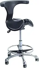 Ergonomic Saddle Chair with Back Support - Medical Rolling Stool, Split Seat Design, Two Tilting Options for Dental Office or Home Use