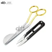 Applique Duckbill Scissor 6'' Blade with Offset Gold Handle +Thread Nipper Black