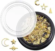 HONITANO DIY Moon Star Nail Charms Alloy Nail Sequins for Nail Art Decoration for Manicure and Crafting Includes Storage Box Friends and Family