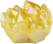 Natural Yellow Crystal Quartz Cluster Titanium Coated Natural Rock Specimen Geode Stone Irregular Gemstone Home Decoration Friends Family About 0.22lb