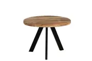 Natural & Black Solid Wood Round Coffee Table Side Table Living Room Bedroom