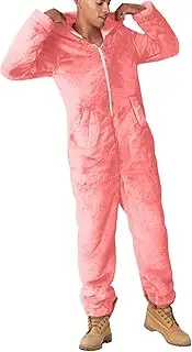 [Generic] Maternity Overalls Long Sleeve Pajamas Casual Solid Color Zipper Loose Hooded Jumpsuit Pajamas Casual Winter Warm Rompe Cute Ears Sleepwear Men Sexy One Shoulder Jumpsuit