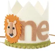 Lion Theme First Birthday Crown - Safari 1st Birthday Hat for Boys,Wild One Birthday Decoration,Photo Booth Props