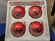 Ball Ornaments Set of 4 Red "Let It Snow" Balls 4in 354