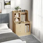 2x Bedside Table Bedroom Nordic Light Wood 2 Drawers Lockable Storage 47x39x70cm Beige