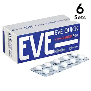 [DOKODEMO] 【6入組】白兔牌 EVE QUICK 頭痛藥 60錠【指定第2類醫藥品】