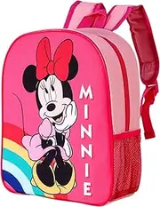 [Disney] Minnie Mouse Kids Childrens Backpack School Rucksack Travel Bag Boys Girls with side mesh pocket, Multicolour, m