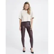 Spanx Faux Leather Leggings Wine Large NWT