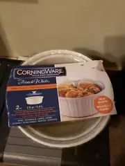Corningware 1.5 Qt. Round Ceramic Casserole Baking Dish w/ Glass Cover Bakeware
