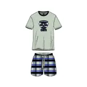 Mens Official AFL Geelong Cats Size S-5XL Short Check Pyjamas PJS Set