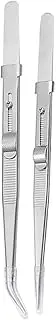 VALICLUD Long-lasting Stainless Steel Tweezers Set 165mm Locking Fine Point Curved Straight Tips for Rhinestones