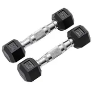 METEOR 1kg Rubber Hex Dumbbells, Hex Dumbbells, Fixed Weight Dumbbells, Gym Weights, Dumbbell Weights (1 Pair)