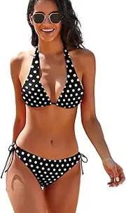 [Homokoir] Women's Sexy Polka Dot Bikini Set Two Piece Halter String Triangle Swimsuit