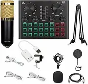 YaSao Sound Card & Microphone Set V8 Plus Soundcard BM800 Condenser Microphone for Live Broadcasting Recording Karaoke