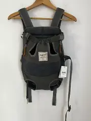 DogLemi Pet Carrier Canvas Mesh Backpack for Small-Medium Dogs Cats Gray New