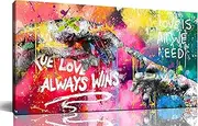 [CIRABKY] Colorful Canvas Living Room Wall Decor - Hand of God Graffiti Wall Art - Banksy Prints Posters Decor Size 20" x 40"