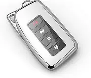Tukellen for Lexus Key Fob Cover Premium Soft TPU Full Protection Key Shell Key Case Compatible with Lexus ES is GS NX LS RX RC 300h 350 200t 250 300 F 450h 460 600h Smart Key Fob Remote Key-Silver