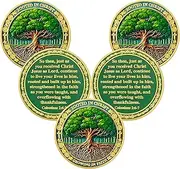 5PCS Tree of Faith Christian Challenge Coin - Colossians 2:6-7 Jesus Religious Token - Rooted in Christ God Pocket Bible Verses Chip for Study - Good Luck Commemorative Gifts for Men Women Kids